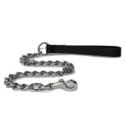Ancol Heritage Extra Heavy Chain Lead With Leather Handle Black 80cm