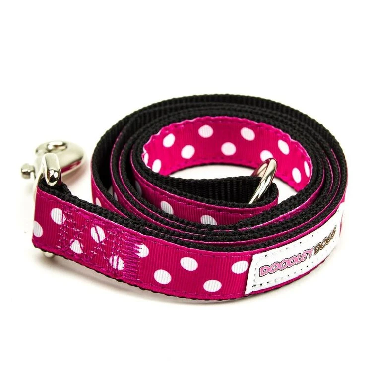 Great&Small Doodley Dogs Ribbon Nylon Lead Pink 1 Great&Small Doodley Dogs Ribbon Nylon Lead Pink