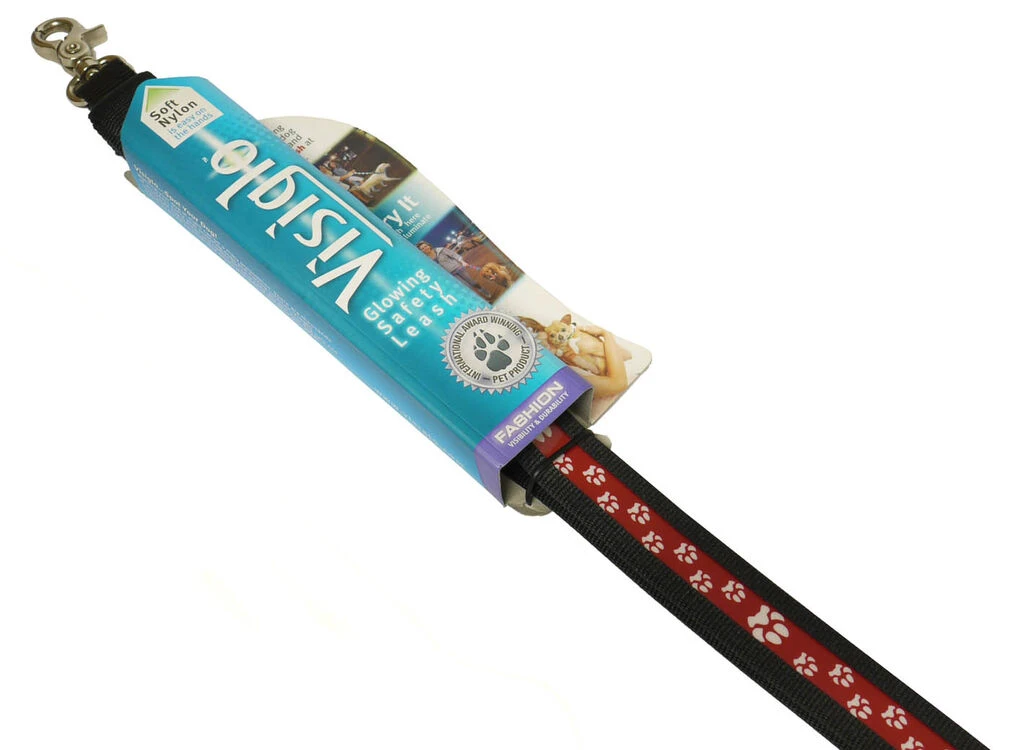 Visiglo LED Flashing Nylon Glowing Dog Lead Black/Red 1 Visiglo LED Flashing Nylon Glowing Dog Lead Black/Red