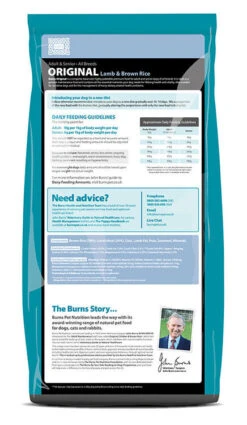 Burns Original Lamb And Brown Rice Dog Food -Cheap Bowls And Food Store Original Lamb 12kg reverse