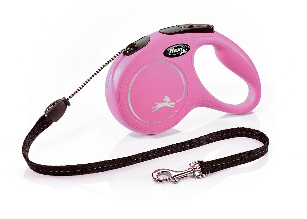 Flexi New Classic Retractable Cord Lead Pink 1 Flexi New Classic Retractable Cord Lead Pink