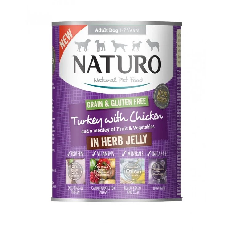 12 X Naturo Adult Turkey & Chicken In Jelly Can 390g 1 12 X Naturo Adult Turkey & Chicken In Jelly Can 390g