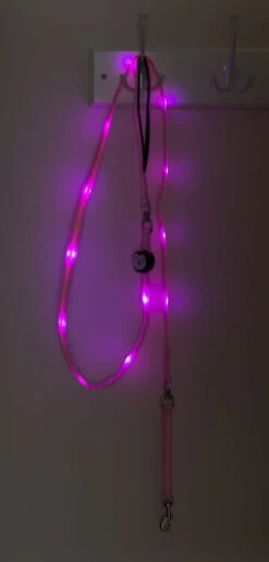 Nite Beams Flashing LED Dog Lead Pink Medium/Large 2.5cm X 180cm